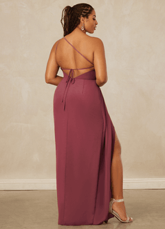 Christian Siriano Bridal for Azazie 1003 Bridesmaid Dresses Merlot Sheath One Shoulder Chiffon Dress image9