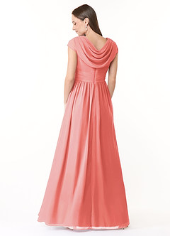 Azazie Organa Final Sale Coral A-Line Pleated Chiffon Dress image2