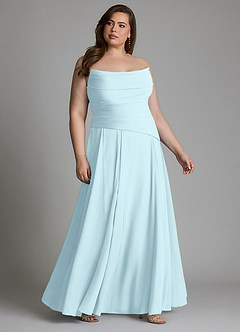 Azazie Gabriela Bridesmaid Dresses Cloud Blue A-Line Corset Chiffon Dress image16