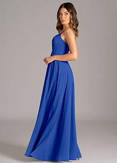 Azazie Amani Abiti da Damigella Abito A-Line in Chiffon Plissettato Blu Reale image3