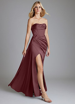 Azazie Amyra Bridesmaid Dresses Sangria Mermaid Off the Shoulder Stretch Satin Convertible Dress image10