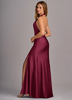Azazie Lorena Bridesmaid Dresses Mulberry Mermaid Pleated Stretch Satin Dress image5