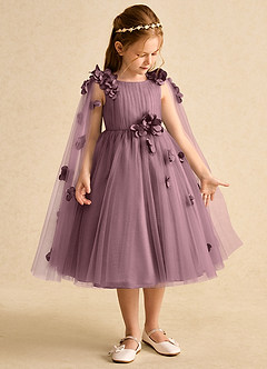 Azazie Staria Robe Demoiselle D'honneur Fillette Robe Princesse en Tulle Rayé Mauve Vintage image7
