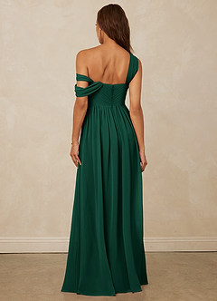 Christian Siriano Bridal for Azazie 1014 Bridesmaid Dresses Emerald A-Line Off the Shoulder Chiffon Dress image3