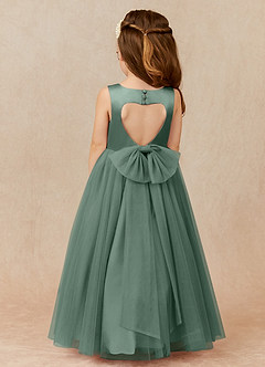 Azazie Muni Robe Demoiselle D'honneur Fillette Robe Trapèze en Tulle Arc Eucalyptus image1
