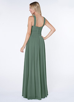 Azazie Kaleigh Bridesmaid Dresses Eucalyptus A-Line Pleated Chiffon Dress image4