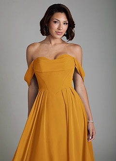 Azazie Loisa Bridesmaid Dresses Butterscotch A-Line Corset Chiffon Convertible Dress image5