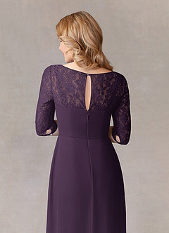 Azazie Leonine Kleider für die Brautmutter A-Linie Schaufel Spitze Chiffon Kleid Pflaume image7