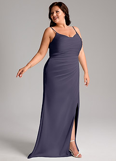 Azazie Deandra Bridesmaid Dresses Stormy Mermaid Pleated Stretch Satin Dress image5