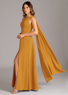 Azazie Tella Bridesmaid Dresses Butterscotch A-Line One Shoulder Chiffon Dress image1
