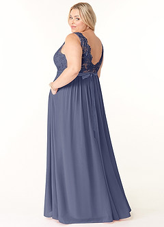 Azazie Elly Bridesmaid Dresses Stormy A-Line Lace Scoop Neck Chiffon Dress image10