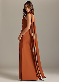 Azazie Kinsley Bridesmaid Dresses Cinnamon Mermaid Side Slit Stretch Satin Dress image6
