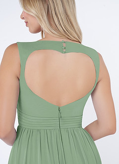 Azazie Raine Bridesmaid Dresses Matcha A-Line Sweetheart Ruched Chiffon Dress image6
