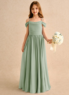 Azazie Shia Junior Formal Flower Girl Klänningar Klä A-Line i Chiffong Av axeln image4