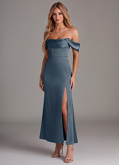 Azazie Saige Bridesmaid Dresses Twilight Mermaid Off the Shoulder Stretch Satin Dress image1