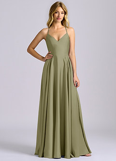 Azazie Truce Bridesmaid Dresses Pistachio A-Line Stretch Satin Dress image3