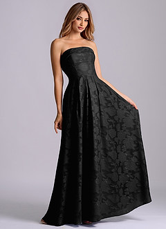 Azazie Lucienne Jurken voor bruidsmeisjes Jurk van Bloemen Burn-out met A-Lijn Strapless Zwart image4