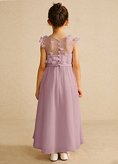 Azazie Arlo Flower Girl Dresses Dusty Rose A-Line Bow Chiffon Dress image5