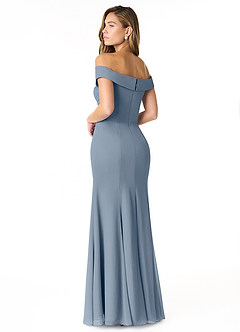 Azazie Lecia Bridesmaid Dresses Twilight Empire Off-The-Shoulder Pleated Chiffon Convertible Dress image4
