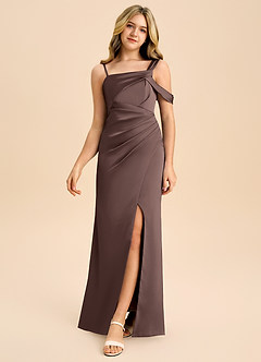 Azazie Wynter Junior Vestido de Ganache de Satén Elástico con Plisado image3