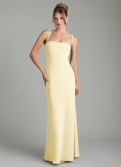 Azazie Ellia Bridesmaid Dresses Lemon Sorbet A-Line Bow Chiffon Dress image1