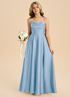 Azazie Bear Junior Powder Blue A-Line Sweetheart Neckline Stretch Satin Dress image7