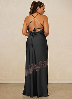 Christian Siriano Bridal for Azazie 1012 Bridesmaid Dresses Black Sheath Lace Stretch Satin Dress image9