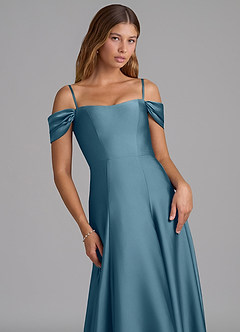 Azazie Seriana Bridesmaid Dresses Bermuda A-Line Off the Shoulder Stretch Satin Convertible Dress image2