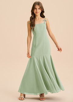 Azazie Evey Junior Dusty Sage Mermaid Pleated Chiffon Dress image3