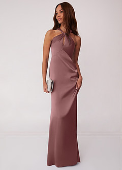 Barbie ♥ Azazie Bridesmaid Dresses Vintage Mauve Sheath Stretch Satin Dress image3