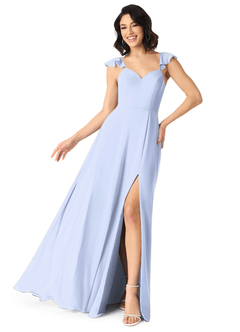 Azazie Everett Bridesmaid Dresses Ice A-Line V-neck Ruched Chiffon Dress image1