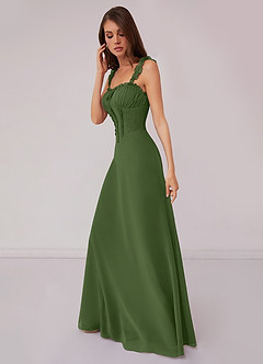 Barbie ♥ Azazie Bridesmaid Dresses Olive A-Line Sweetheart Neckline Chiffon Dress image3