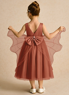 Azazie Pear Flower Girl Dresses Auburn Ball-Gown Bow Tulle Dress image3