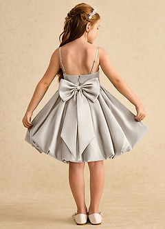Azazie Davine Flower Girl Dresses Frost A-Line Spaghetti Strap Matte Satin Dress image1