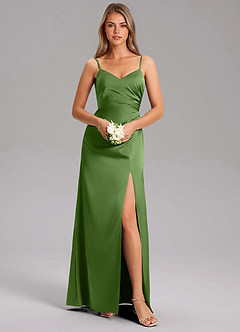 Azazie Azuree Suknie dla druhen Linia A Pofałdowany Satyna elastyczna Do ziemi Sukienka image3