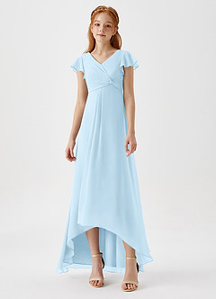Azazie Breanne Junior Sky Blue A-Line Chiffon Dress image4