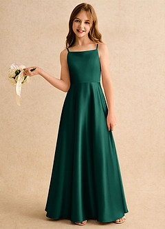 Azazie Joella Girls Formal Flower Girl Klänningar Klä A-Line i Stretch Satin Plisserad image2