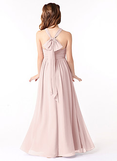 Azazie Jaylah Junior Blushing Pink A-Line Ruched Chiffon Dress image1