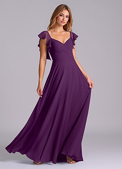 Azazie Leilani Bridesmaid Dresses Grape A-Line Pleated Chiffon Dress image3