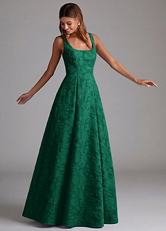 Azazie Amalie Robes de demoiselle d'honneur Robe Trapèze en Blumen-Burnout Plissée émeraude image4