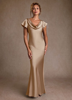 Azazie Shelby Klänningar till brudens mor Klä Sjöjungfru i Stretch Satin Plisserad Taupe image4