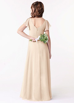 Azazie Omari Junior White Alabaster A-Line Ruched Chiffon Dress image2