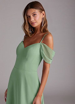 Azazie Marley Bridesmaid Dresses Matcha A-Line Off the Shoulder Chiffon Convertible Dress image9