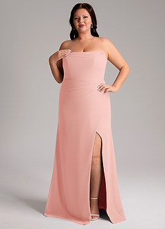 Azazie Leonis Bridesmaid Dresses Rosette Sheath Strapless Chiffon Convertible Dress image12