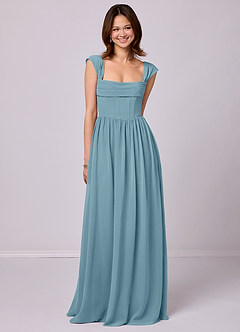 Barbie ♥ Azazie Bridesmaid Dresses Moody Blue A-Line Corset Chiffon Dress image1
