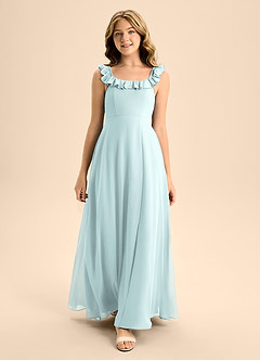 Azazie Callie Junior Mist A-Line Ruched Chiffon Dress image4
