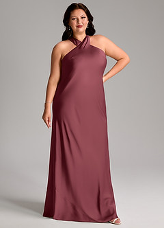Azazie Doretta Bridesmaid Dresses Merlot Mermaid Pleated Stretch Satin Dress image9