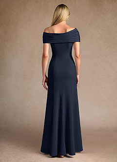 Azazie Pierce Kleider für die Brautmutter Meerjungfrau-Linie Plissee Stretch-Krepp Kleid Dunkelmarine image3