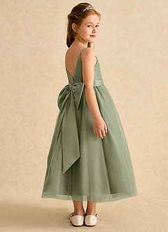 Azazie Patootie Flower Girl Dresses Pistachio A-Line Spaghetti Strap Tulle Dress image2