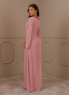 Azazie Belinda Mother of the Bride Dresses Dusty Rose A-Line V-Neck Pleated Chiffon Dress image4